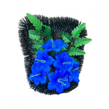 Ритуальная корзина из искусственных цветов 'Плюшка' синяя