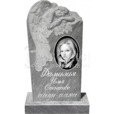 Фрезерованный памятник из мрамора с ангелом и розами №4